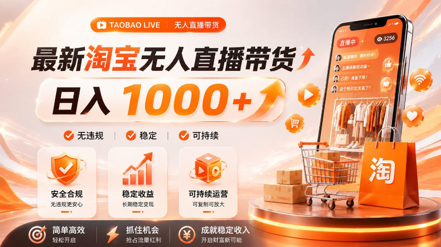 拒绝死工资！淘宝无人直播，让你睡觉都在进账，单设备日入1k+普通人的变现蓝海【揭秘】-HEIXMI（中国站）