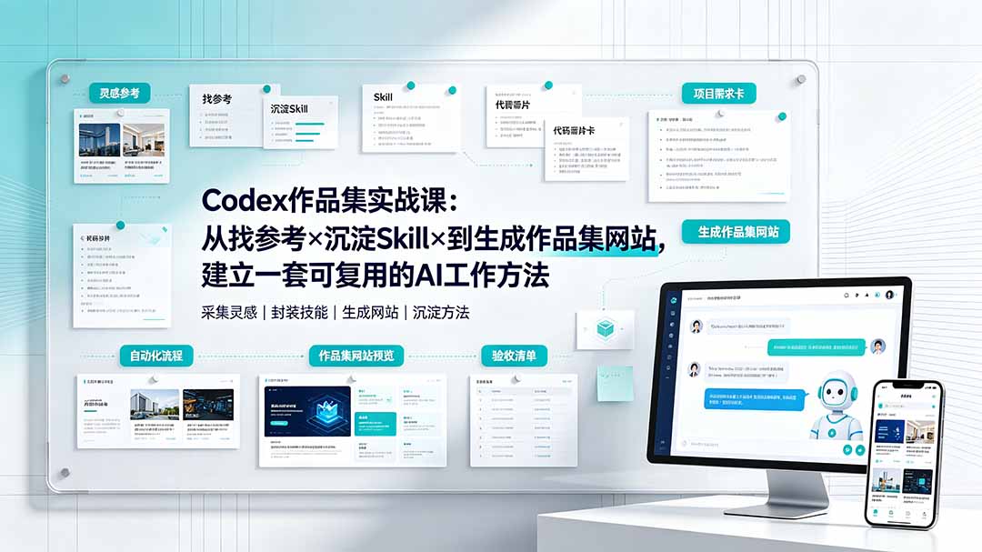 Codex作品集实战课：从找参考×沉淀Skill×到生成作品集网站，建立一套可复用的AI工作方法-HEIXMI（中国站）