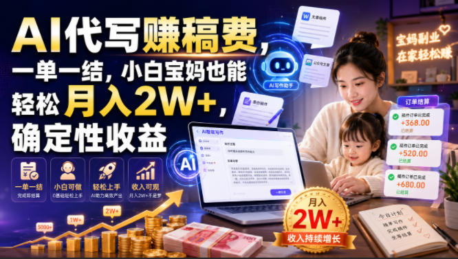 AI代写賺稿费，一单一结，小白宝妈也能轻松月入2W+，确定性收益【揭秘】-HEIXMI（中国站）