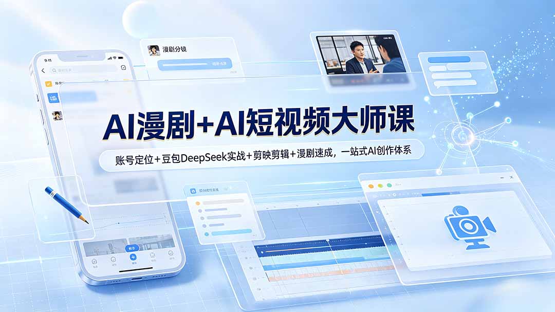 AI漫剧+AI短视频大师课：账号定位+豆包DeepSeek实战+剪映剪辑+漫剧速成，一站式AI创作体系-HEIXMI（中国站）