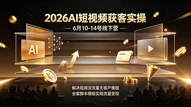 2026AI短视频获客实操6月10-14号线下营，解决视频没流量无客户难题，全套脚本模板实现流量变现-HEIXMI（中国站）
