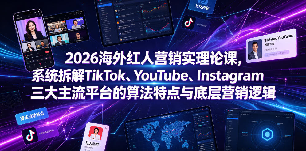 2026海外红人营销实理论课，系统拆解TikTok、YouTube、Instagram三大主流平台的算法特点与底层营销逻辑-HEIXMI（中国站）