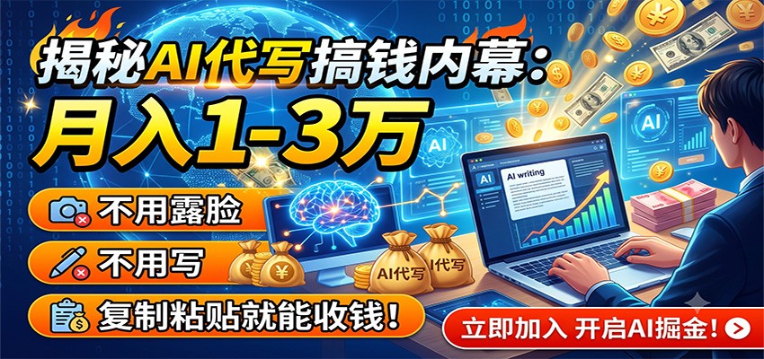 揭秘AI代写搞钱内幕：月入1-3万，不用露脸不用写，复制粘贴就能收钱！-HEIXMI（中国站）