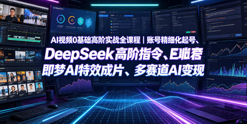 AI视频0基础高阶实战全课程｜账号精细化起号、DeepSeek高阶指令、即梦AI特效成片、多赛道AI短视频量产变现-HEIXMI（中国站）