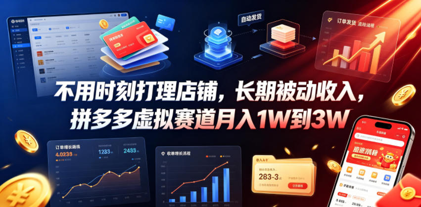 不用时刻打理店铺，长期被动收入，拼多多虚拟赛道月入1W到3W【揭秘】-HEIXMI（中国站）