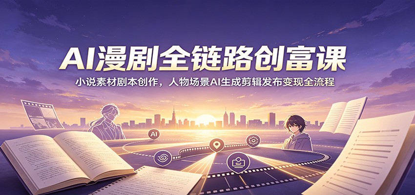 AI漫剧全链路创富课：小说素材剧本创作，人物场景AI生成剪辑发布变现全流程-HEIXMI（中国站）