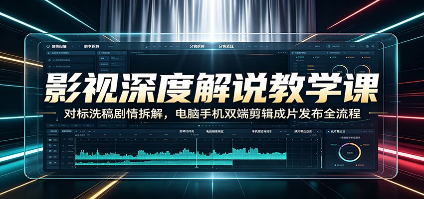 影视深度解说教学课：对标洗稿剧情拆解，电脑手机双端剪辑成片发布全流程-HEIXMI（中国站）