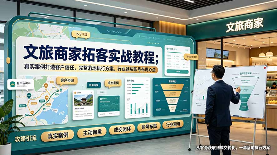 文旅商家拓客实战教程；真实案例打造客户信任，完整落地执行方案，行业避坑账号布局心法-HEIXMI（中国站）