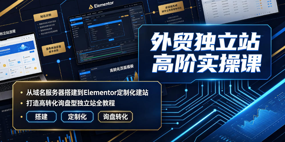 外贸独立站高阶实操课｜从域名服务器搭建到Elementor定制化建站，打造高转化询盘型独立站全教程-HEIXMI（中国站）