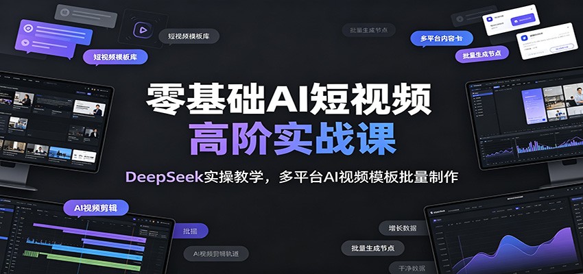 零基础AI短视频高阶实战课：DeepSeek实操教学，多平台AI视频模板批量制作-HEIXMI（中国站）