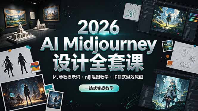 2026 AI Midjourney设计全套课，MJ参数提示词niji混图教学，IP建筑游戏原画一站式实战教学-HEIXMI（中国站）