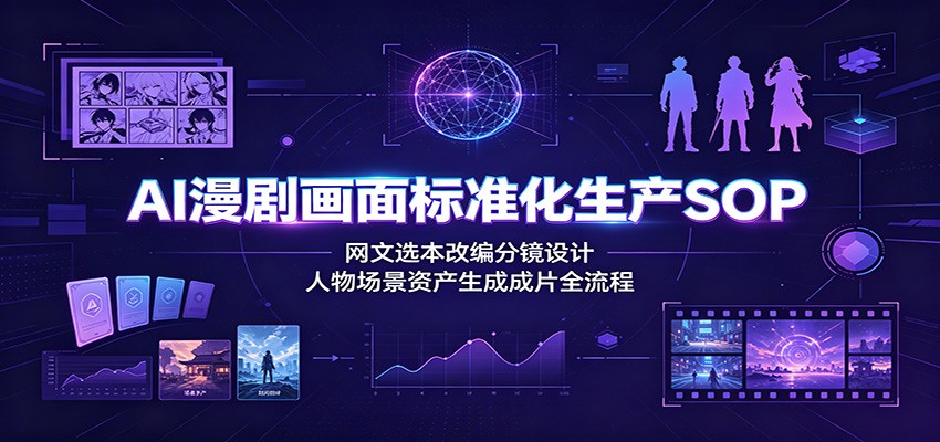AI漫剧画面标准化生产SOP：网文选本改编分镜设计，人物场景资产生成成片全流程-HEIXMI（中国站）
