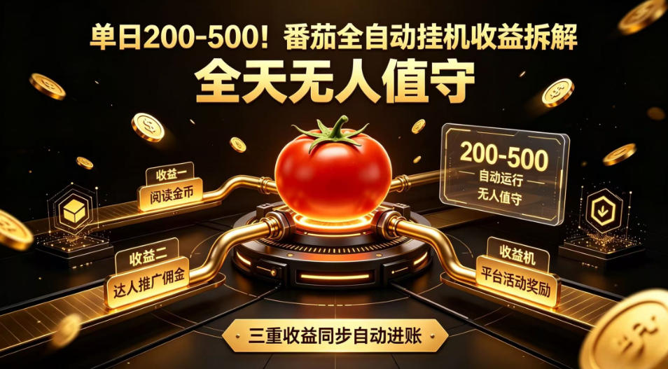 单日200-500！番茄全自动挂G收益拆解，全天无人值守，矩阵操作收益翻倍【揭秘】-HEIXMI（中国站）