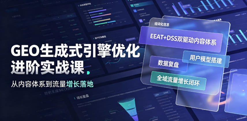 GEO生成式引擎优化进阶实战课｜EEAT+DSS双驱动内容体系、用户模型搭建、数据复盘、全域流量增长闭环落地教程-HEIXMI（中国站）