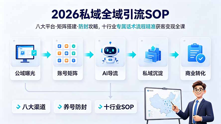 2026私域全域引流SOP｜八大平台·矩阵搭建·防封攻略，十行业专属话术流程精准获客变现全课-HEIXMI（中国站）