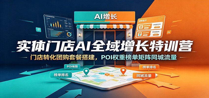 实体门店AI全域增长特训营：门店转化团购套餐搭建，POI权重榜单矩阵同城流量-HEIXMI（中国站）