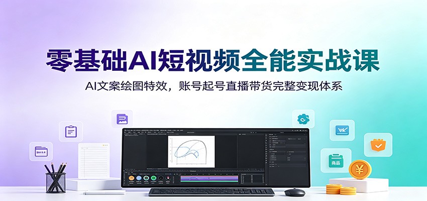零基础AI短视频全能实战课：AI文案绘图特效，账号起号直播带货完整变现体系-HEIXMI（中国站）