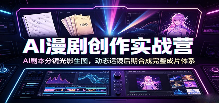 AI漫剧创作实战营：AI剧本分镜光影生图，动态运镜后期合成完整成片体系-HEIXMI（中国站）