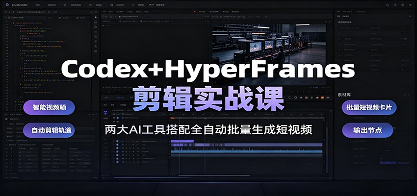 Codex+HyperFrames剪辑实战课：两大AI工具搭配全自动批量生成短视频-HEIXMI（中国站）