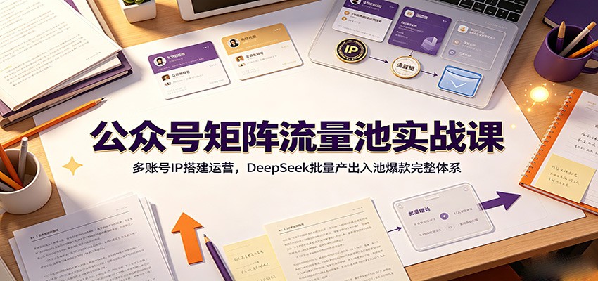 公众号矩阵流量池实战课：多账号IP搭建运营，DeepSeek批量产出入池爆款完整体系-HEIXMI（中国站）