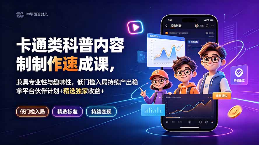 卡通类科普内容制作速成课，兼具专业性与趣味性，低门槛入局持续产出稳拿平台伙伴计划+精选独家收益-HEIXMI（中国站）