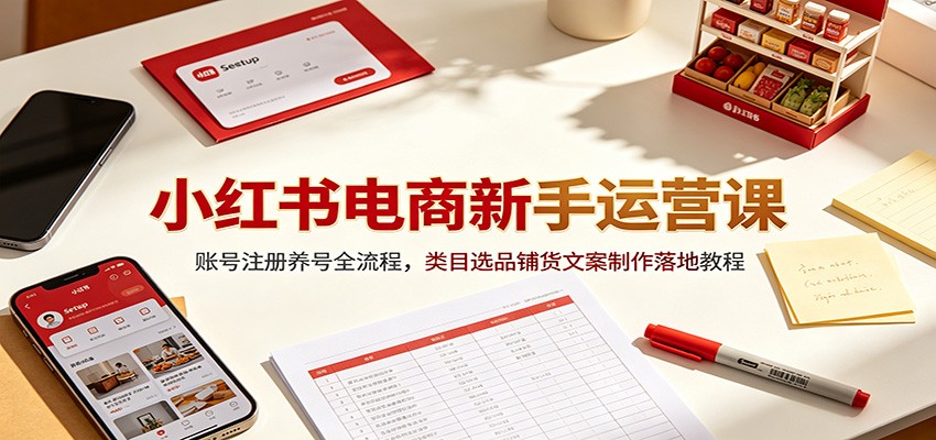 小红书电商新手运营课：账号注册养号全流程，类目选品铺货文案制作落地教程-HEIXMI（中国站）