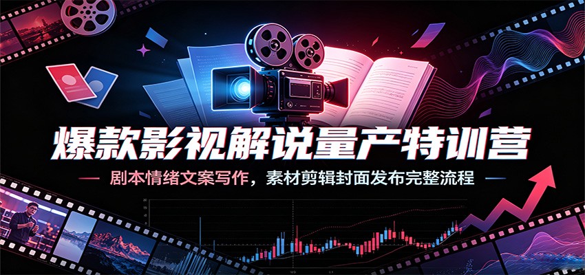 爆款影视解说量产特训营：剧本情绪文案写作，素材剪辑封面发布完整流程-HEIXMI（中国站）
