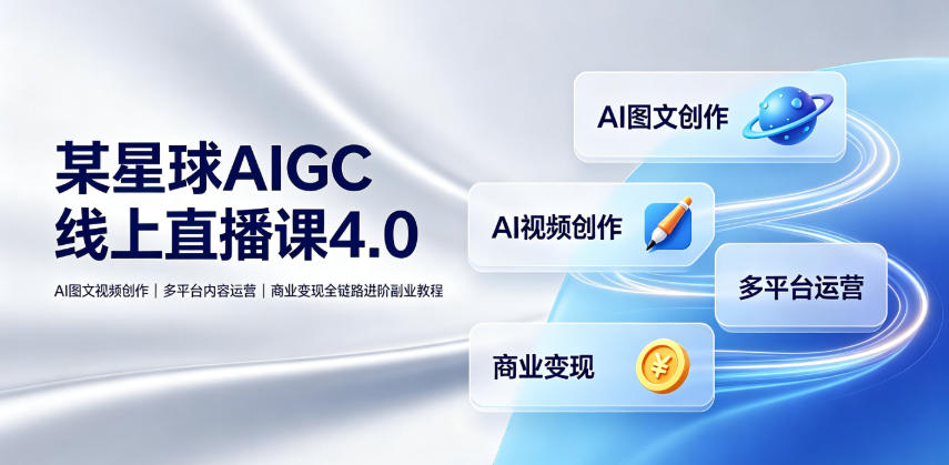 某星球AIGC线上直播课4.0｜AI图文视频创作、多平台内容运营、商业变现全链路进阶副业教程-HEIXMI（中国站）