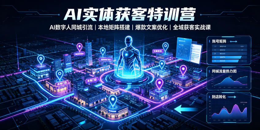 AI实体获客特训营｜AI数字人同城引流、本地矩阵搭建、爆款文案优化全域获客实战课-HEIXMI（中国站）