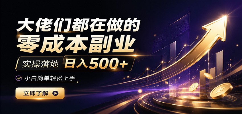 大佬们都在做的零成本副业，实操落地日入500+，小白一秒上手-HEIXMI（中国站）