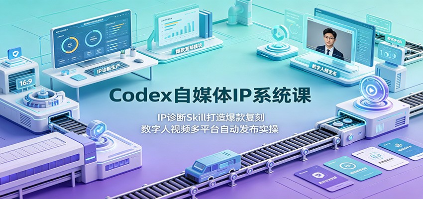 Codex自媒体IP系统课：IP诊断Skill打造爆款复刻，数字人视频多平台自动发布实操-HEIXMI（中国站）