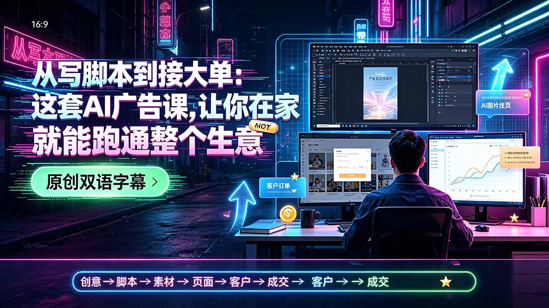 从写脚本到接大单：这套AI广告课，让你在家就能跑通整个生意【原创双语字幕】-HEIXMI（中国站）