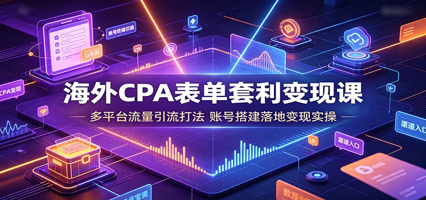 海外CPA表单套利变现课：多平台流量引流打法，账号搭建落地变现实操-HEIXMI（中国站）