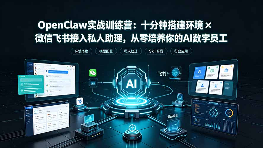 OpenClaw实战特训营：十分钟搭建环境×微信飞书接入私人助理，从零培养你的AI数字员工-HEIXMI（中国站）