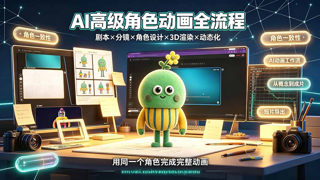 AI高级角色动画全流程：剧本×分镜×角色设计×3D渲染×动态化，从概念到成片一站式教学-HEIXMI（中国站）