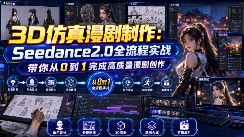 3D仿真漫剧制作：Seedance2.0全流程实战，带你从0到1完成高质量漫剧创作-HEIXMI（中国站）