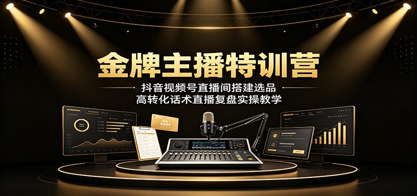 金牌主播特训营：抖音视频号直播间搭建选品，高转化话术直播复盘实操教学-HEIXMI（中国站）
