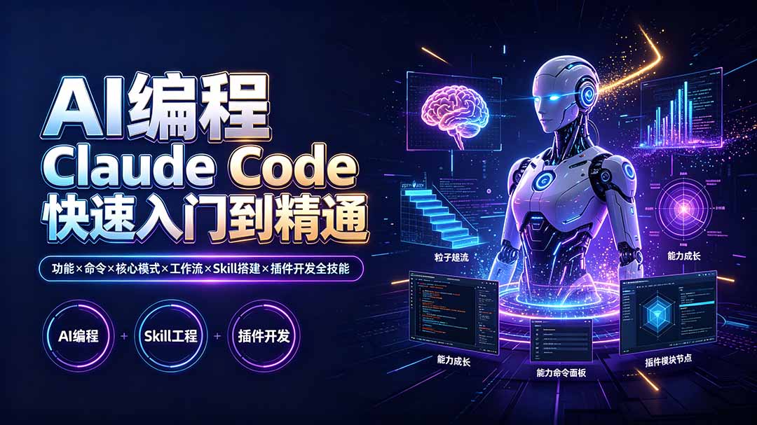 AI编程 Claude Code快速入门到精通：功能×命令×核心模式×工作流×Skill搭建×插件开发全技能-HEIXMI（中国站）