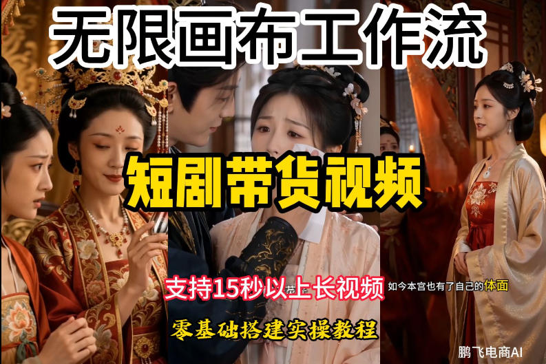 无限画布工作流制作短剧带货视频支持制作15秒以上视频，实操搭建教学，看完教程小白也能轻松搭建-HEIXMI（中国站）