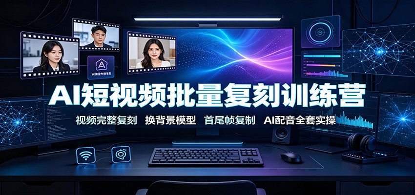 AI短视频批量复刻训练营：视频完整复刻，换背景模型、首尾帧复制、AI配音全套实操-HEIXMI（中国站）
