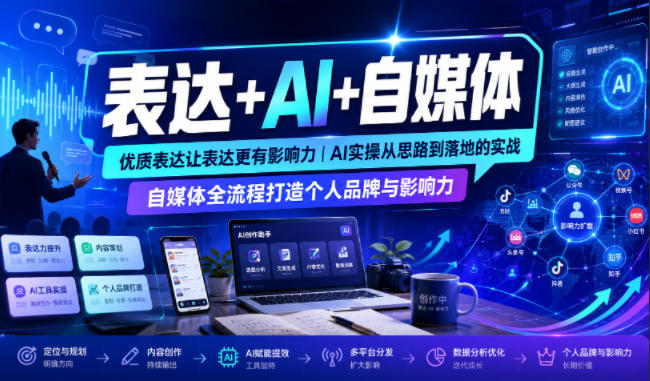 表达+AI+自媒体，优质表达让表达更有影响力|AI实操从思路到落地的实战|自媒体全流程打造个人品牌与影响力-HEIXMI（中国站）