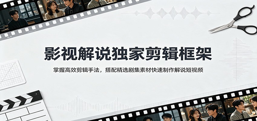 影视解说独家剪辑框架：掌握高效剪辑手法，搭配精选剧集素材快速制作解说短视频-HEIXMI（中国站）
