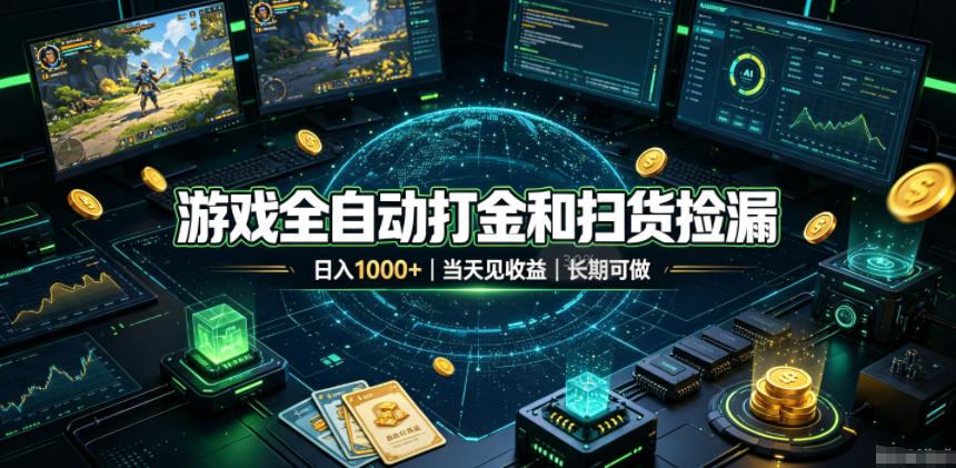 游戏全自动打金和扫货捡漏，日入1k+，当天见收益，长期可做！【揭秘】-HEIXMI（中国站）