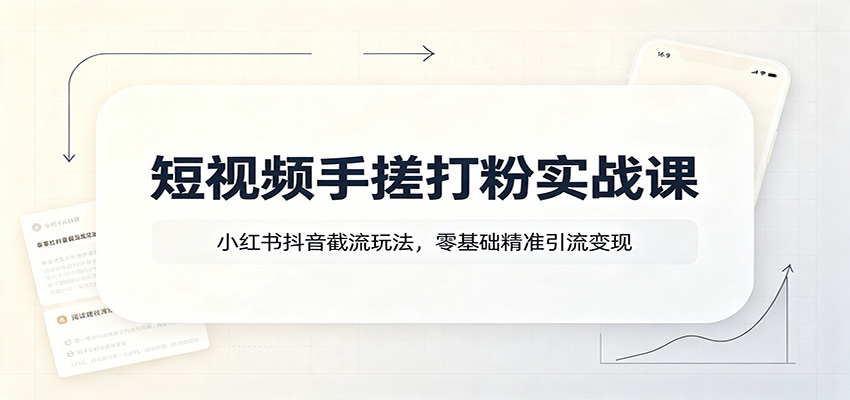 短视频手搓打粉实战课：小红书抖音截流玩法，零基础精准引流变现-HEIXMI（中国站）