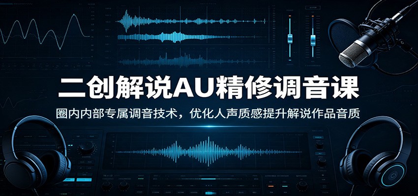 二创解说AU精修调音课：圈内内部专属调音技术，优化人声质感提升解说作品音质-HEIXMI（中国站）