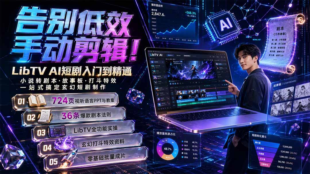 告别低效手动剪辑！LibTV AI短剧入门到精通，小说转剧本方法，故事板打斗特效一站式搞定玄幻短剧制作-HEIXMI（中国站）