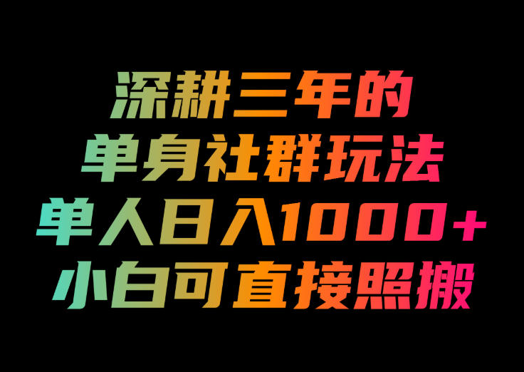 深耕三年的单身社群玩法，单人日入1000+，小白可直接照搬！【揭秘】-HEIXMI（中国站）