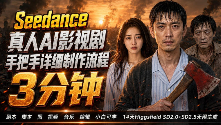 3分钟真人AI影视剧怎么做？SD 2.0手把手完整制作流程｜Higgsfield 14天SD 2.0/2.5无限生成-HEIXMI（中国站）