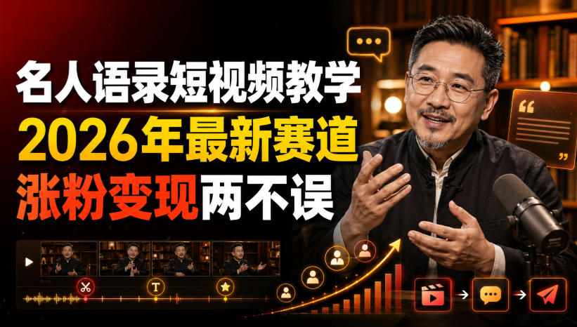 名人语录短视频教学，2026年最新赛道，涨粉变现两不误-HEIXMI（中国站）