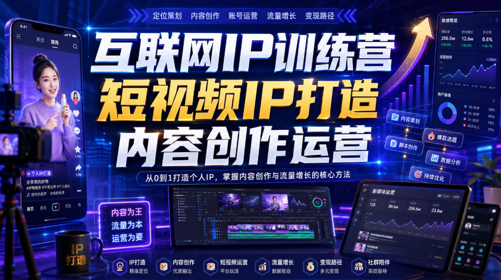 互联网IP训练营，短视频IP打造，内容创作运营-HEIXMI（中国站）